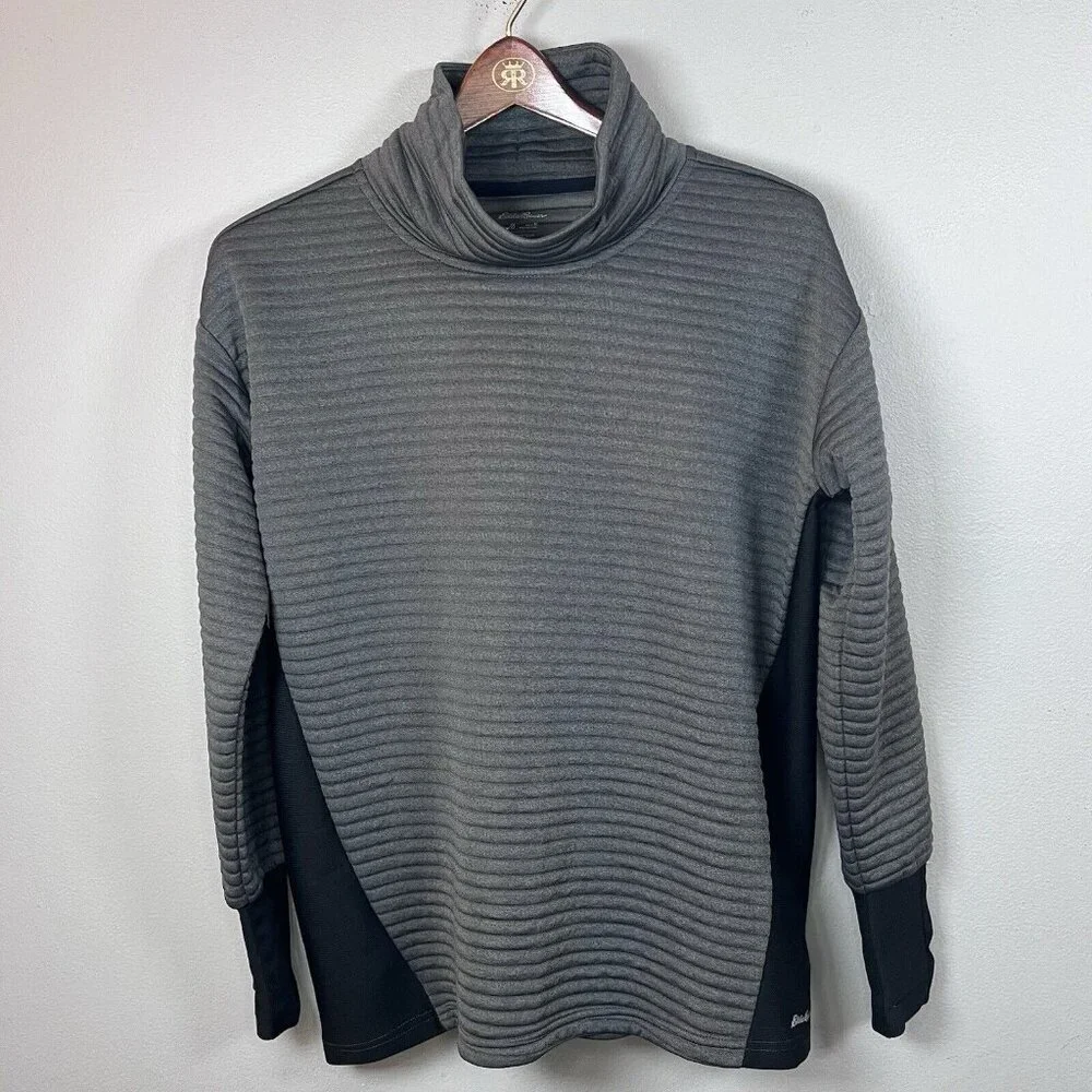 Eddie Bauer Women’s M Gray Cowl Neck Top Stretchy Knit Tunic FREEDRY Shirt - Picture 1 of 11